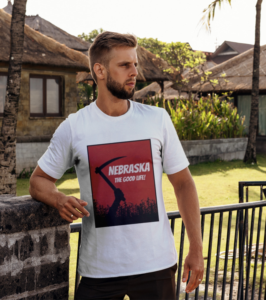 Nebraska The Good Life Hand With Sickle And Crop T-Shirt