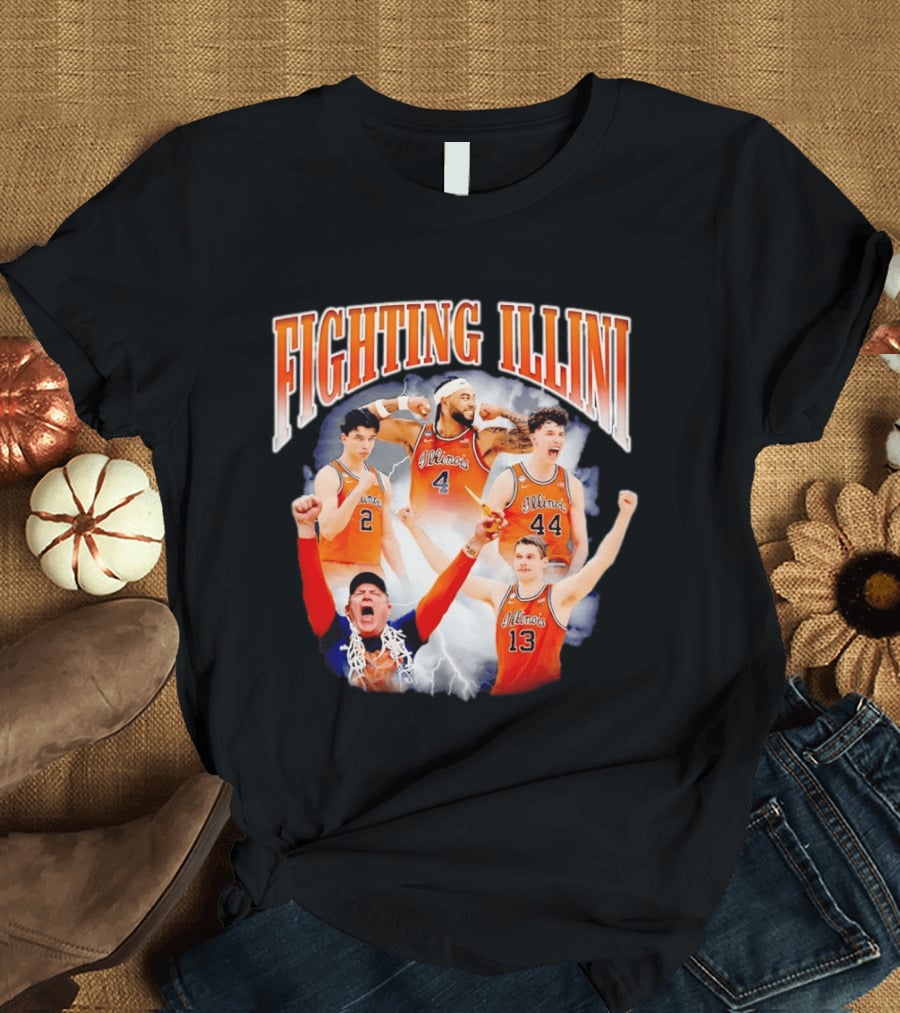 Fighting Illini Brad Underwood Illinois Basketball Team Players T-Shirt