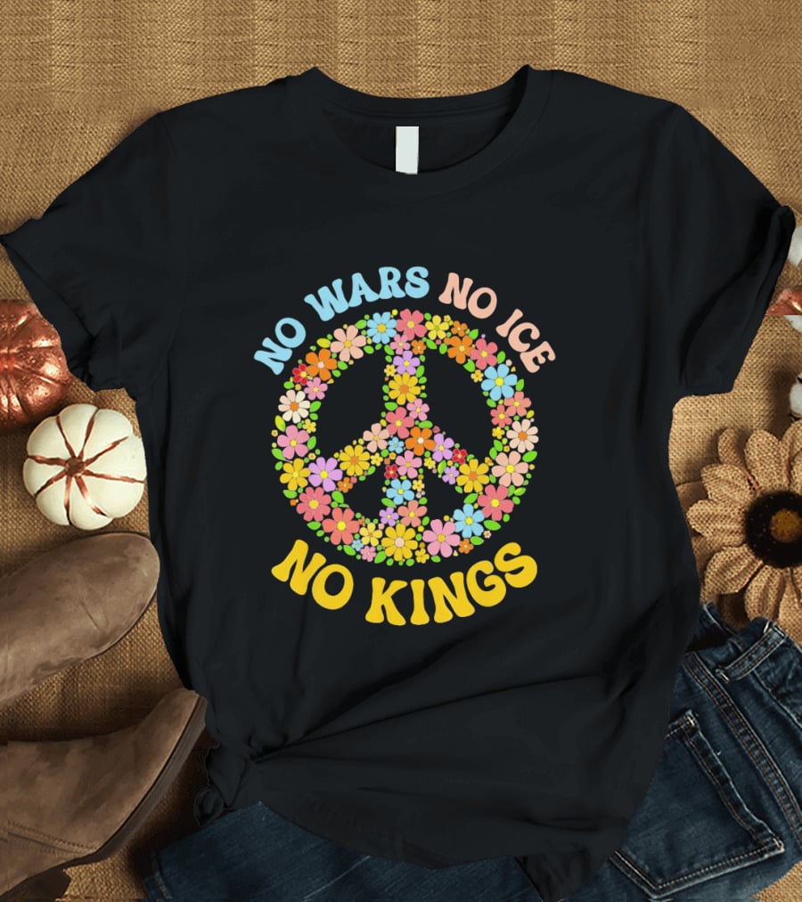 No Wars No Ice No Kings Peace Floral Motif T-Shirt