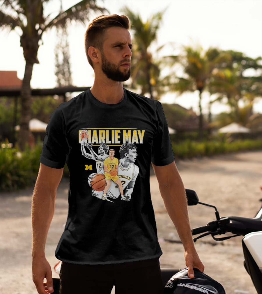 Charlie May Michigan Basketball NCAA Number 12 Collage T-Shirt