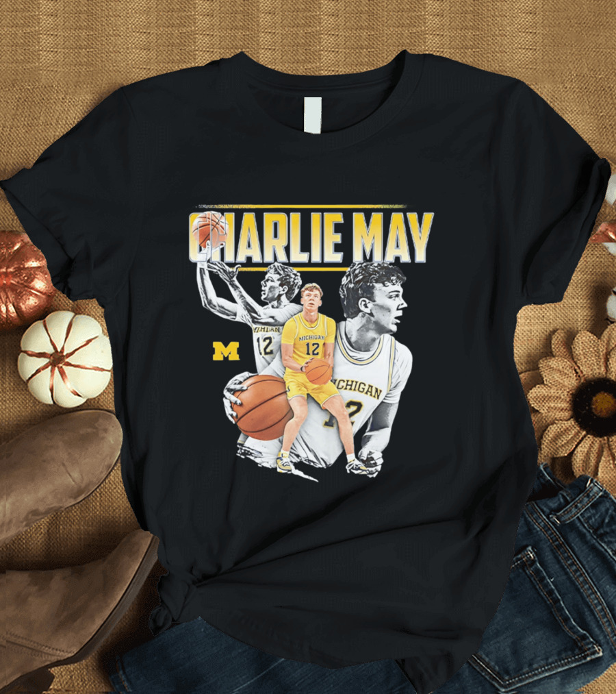 Charlie May Michigan Basketball NCAA Number 12 Collage T-Shirt