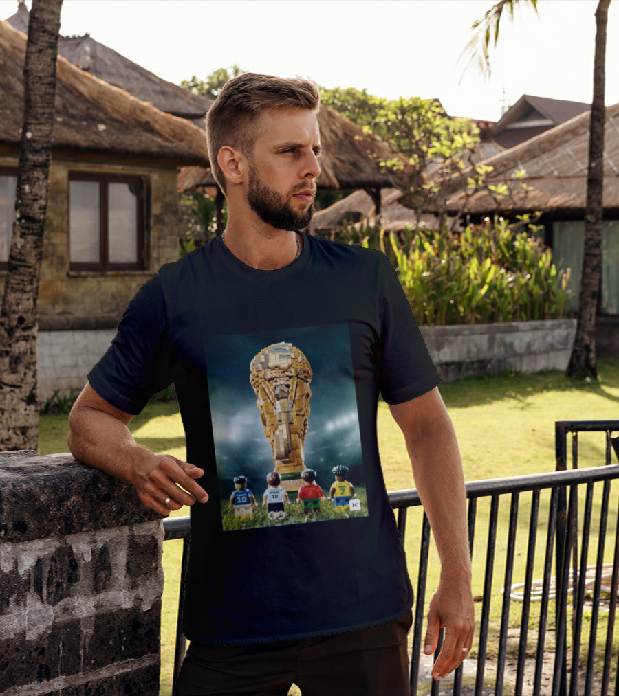 LEGO Football Legends FIFA World Cup 2026 Trophy Lionel Messi Cristiano Ronaldo Kylian Mbappé Vinicius Junior T-Shirt