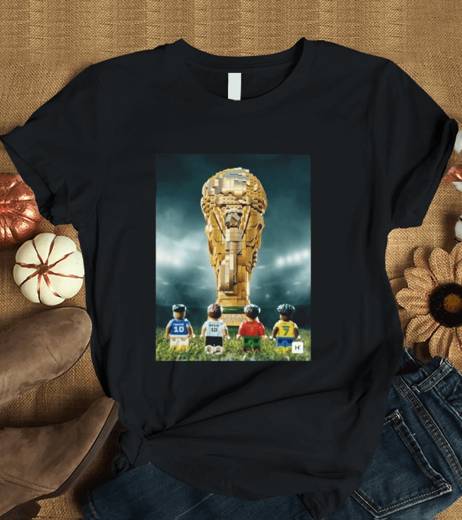 LEGO Football Legends FIFA World Cup 2026 Trophy Lionel Messi Cristiano Ronaldo Kylian Mbappé Vinicius Junior T-Shirt