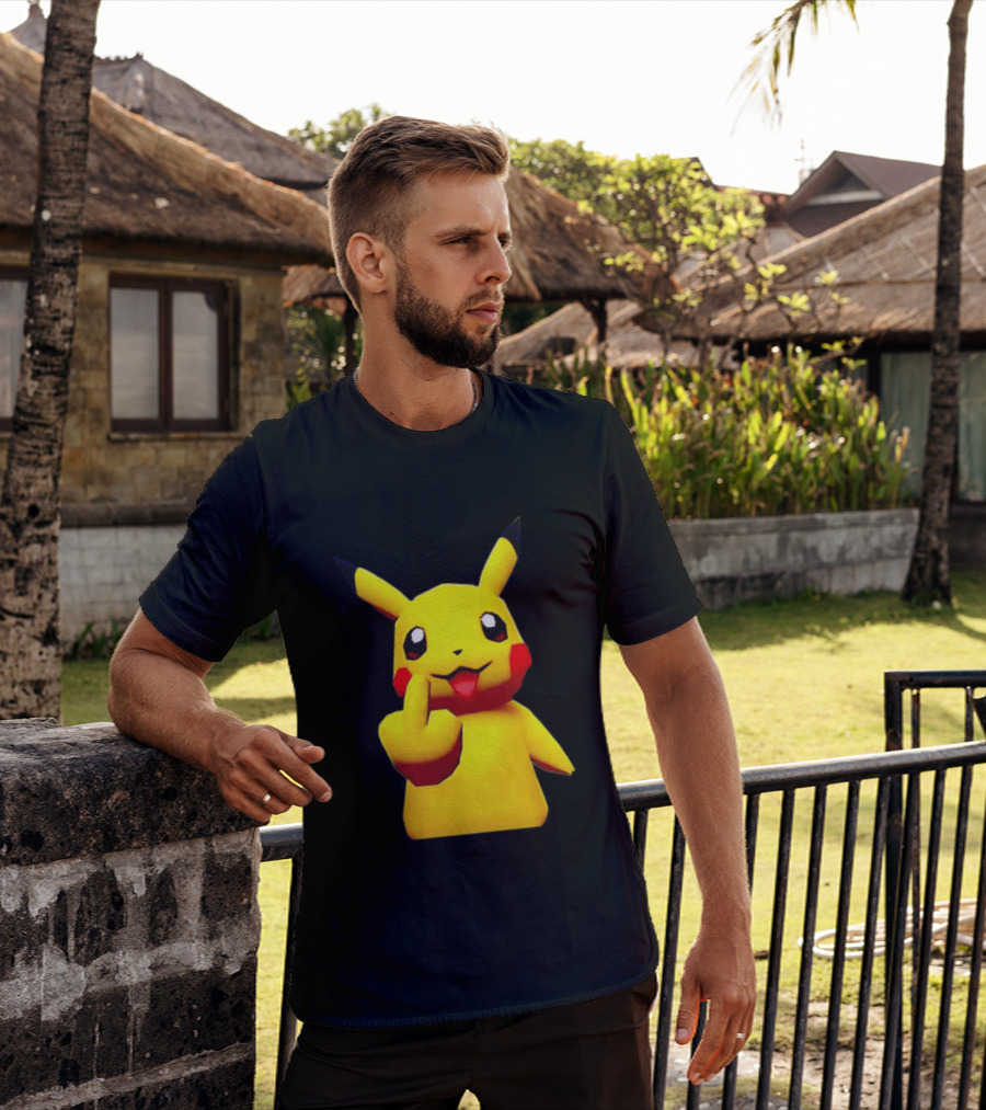 Pikachu Pokémon Middle Finger Gesture T-Shirt
