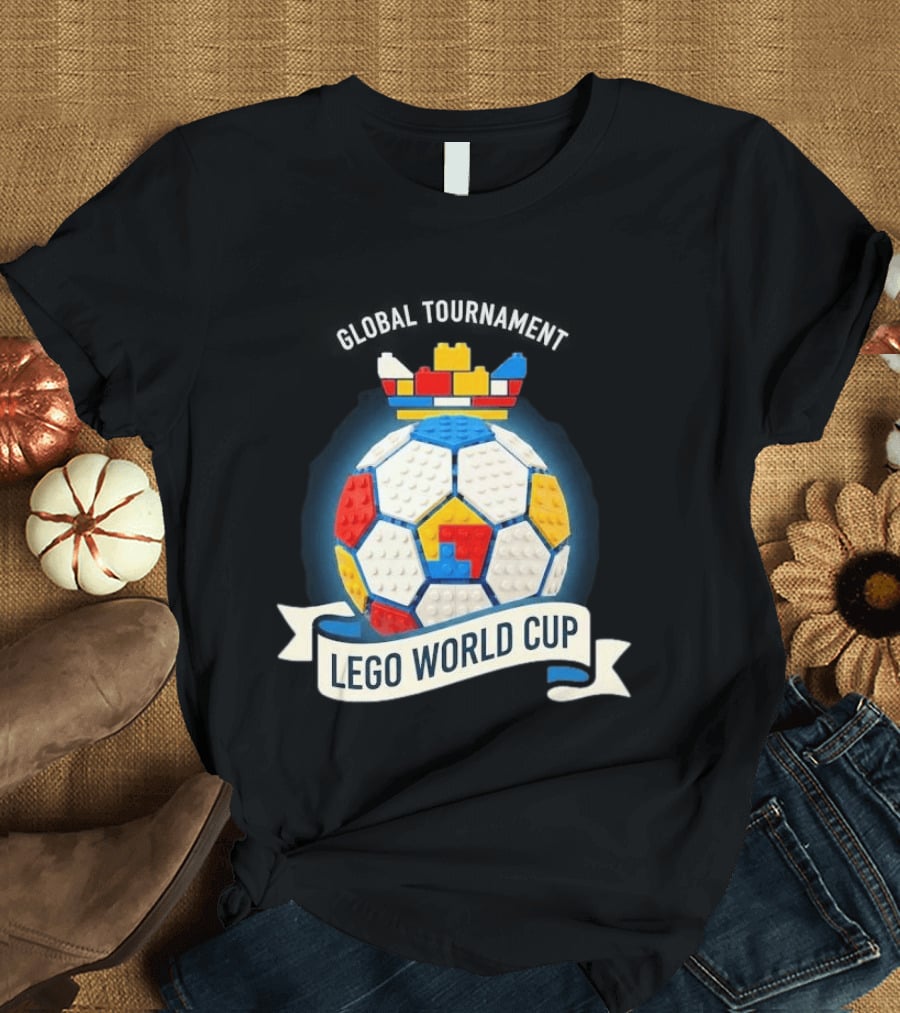 Global Tournament Lego World Cup Soccer Ball Block Crown T-Shirt