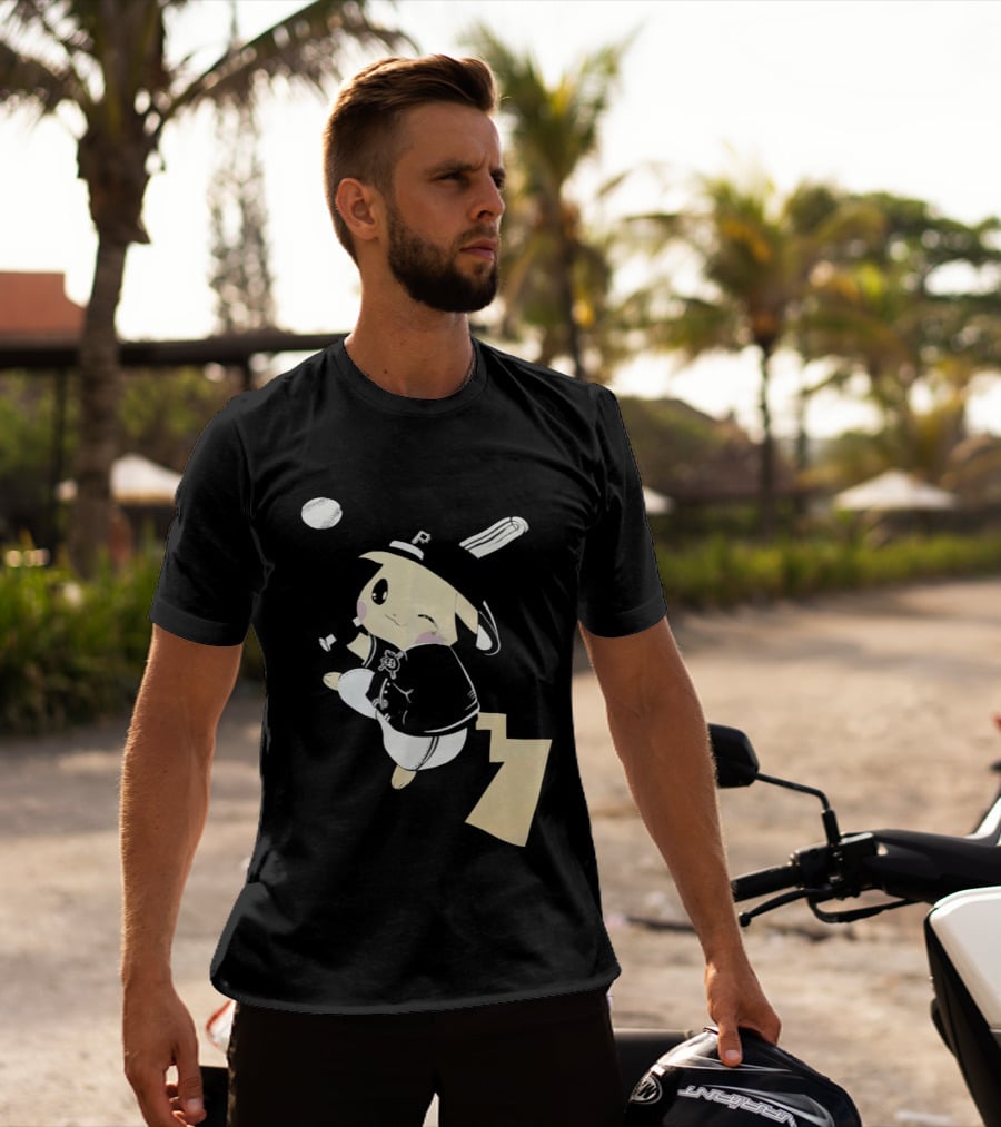 Pokemon Pittsburgh Pirates Baseball Collaboration Pikachu Pitching T-Shirt