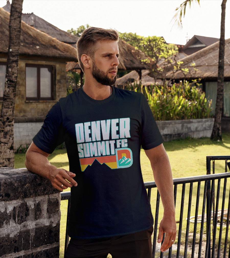 Denver Summit FC Mountains D Emblem Olive Wordmark T-Shirt