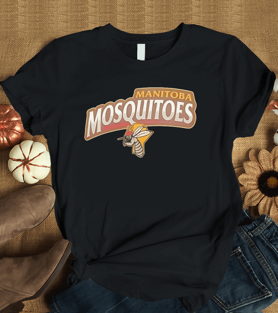 Manitoba Mosquitoes Cartoon Insect With Helmet T-Shirt
