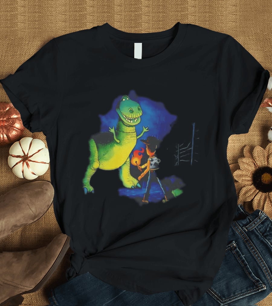 Rex And Woody Reenact Jurassic Park Scene Jurassic Toys Adventure T-Shirt