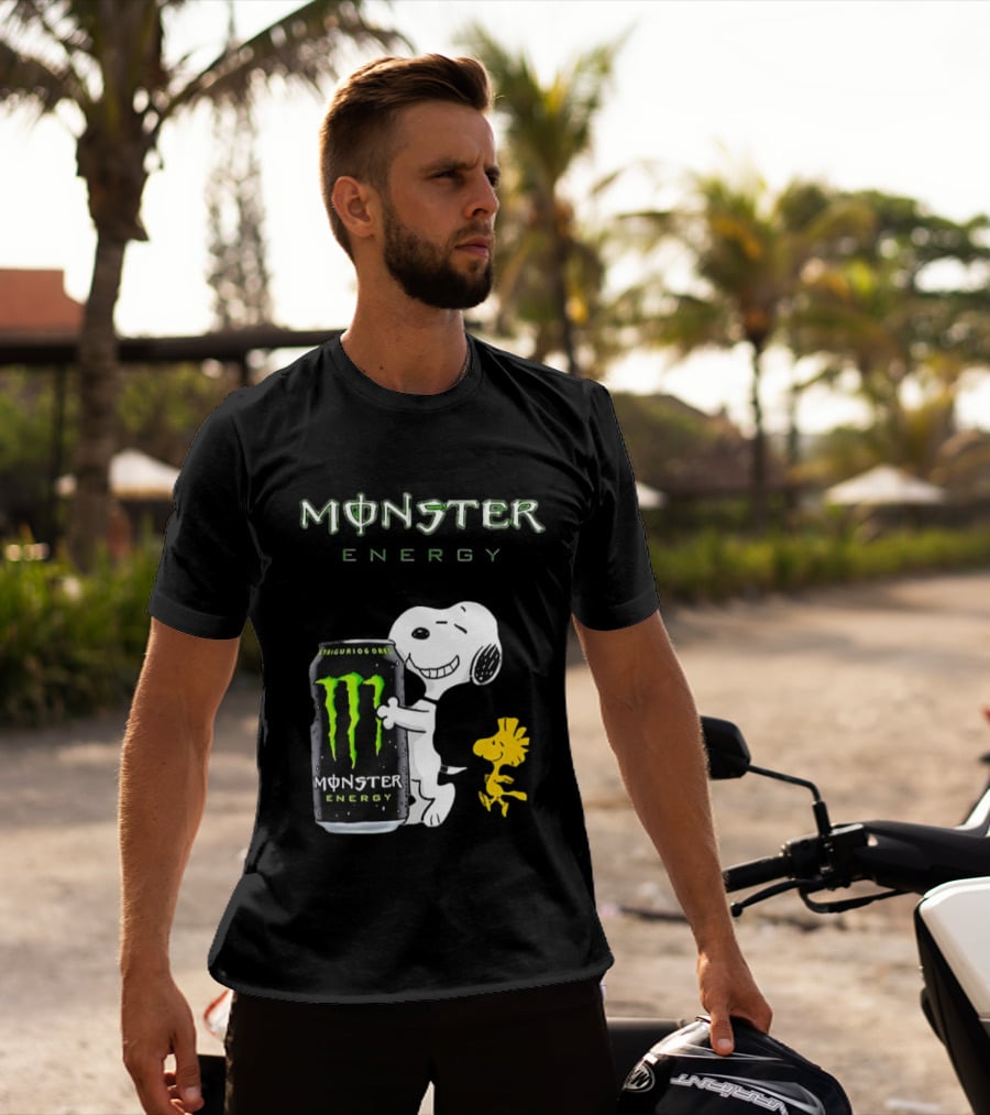 Snoopy And Woodstock Hugging Monster Energy Can Collaboration T-Shirt