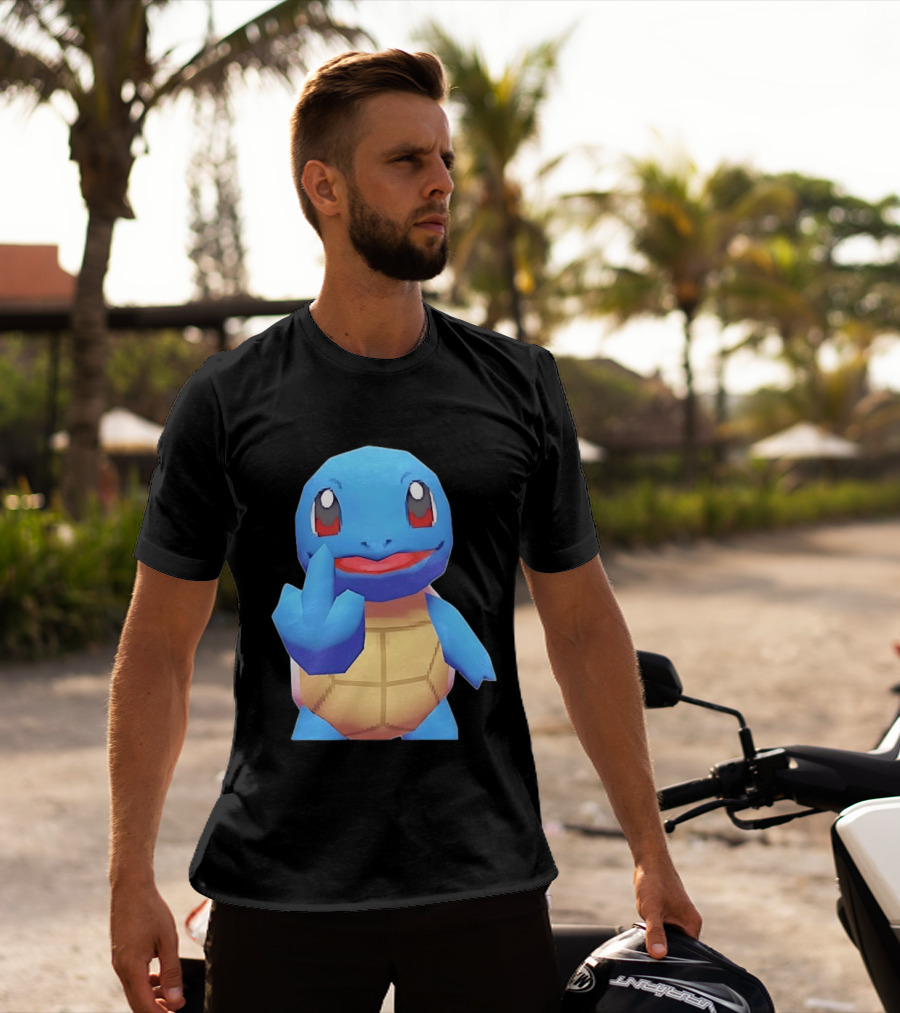 Squirtle Pokémon Gesture Middle Finger Playful Attitude T-Shirt