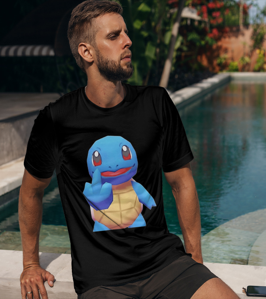 Squirtle Pokémon Gesture Middle Finger Playful Attitude T-Shirt