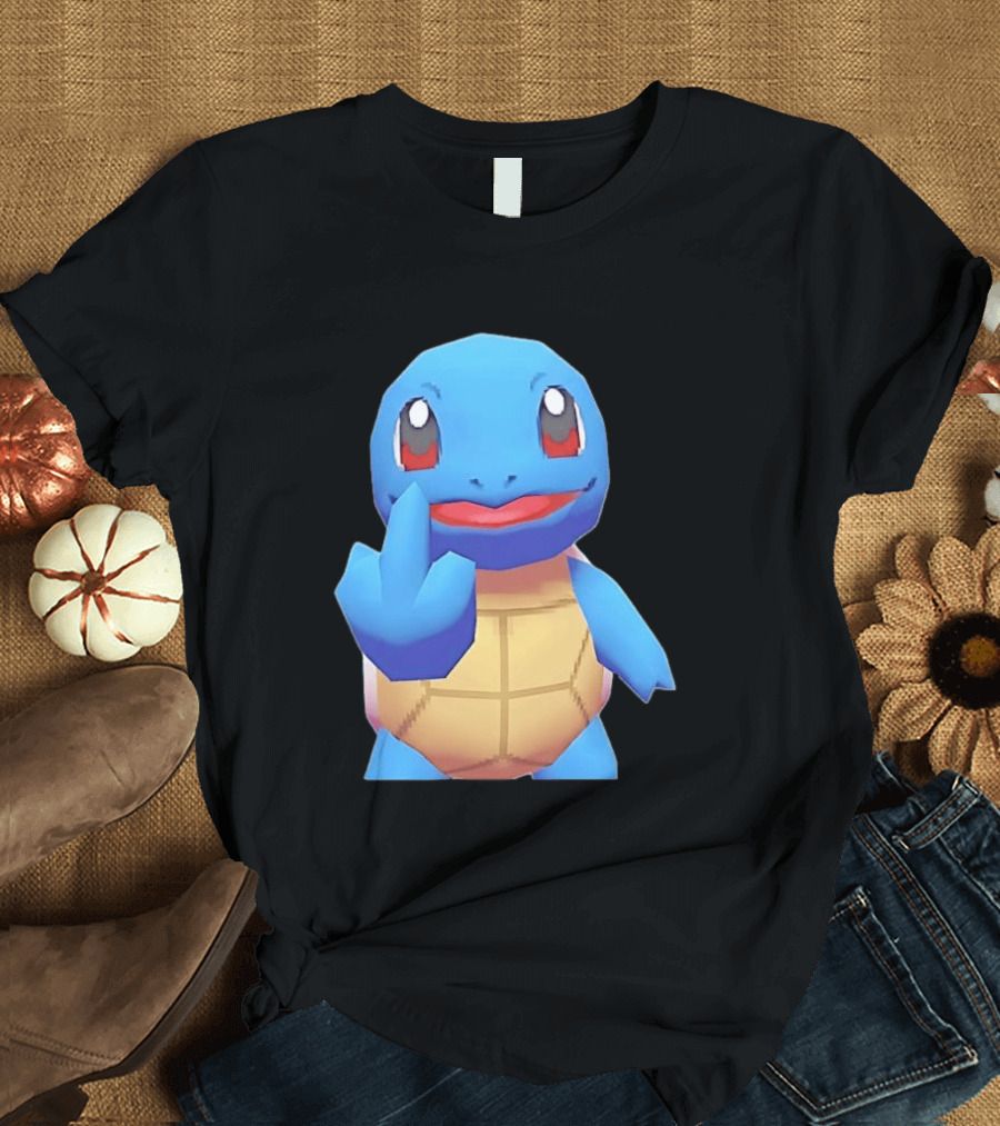 Squirtle Pokémon Gesture Middle Finger Playful Attitude T-Shirt