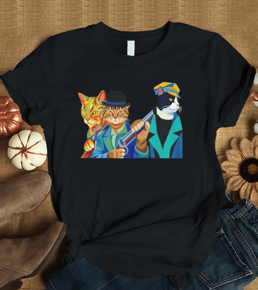 Three Cats Jazz Band Colorful Feline Musicians With Suits And Instruments T-Shirt