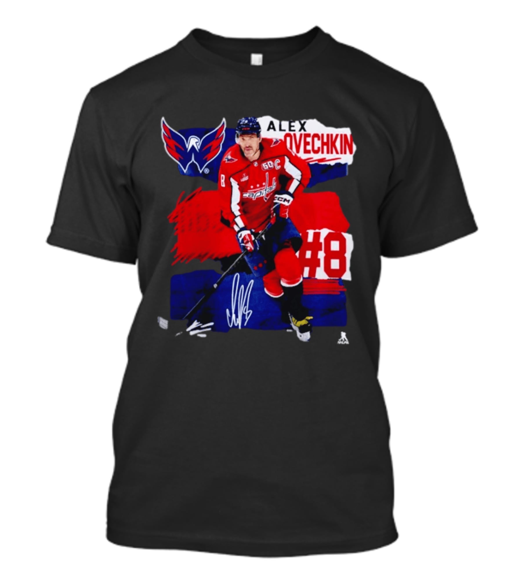 Washington Capitals Alex Ovechkin #8 Hockey Signature T-Shirt