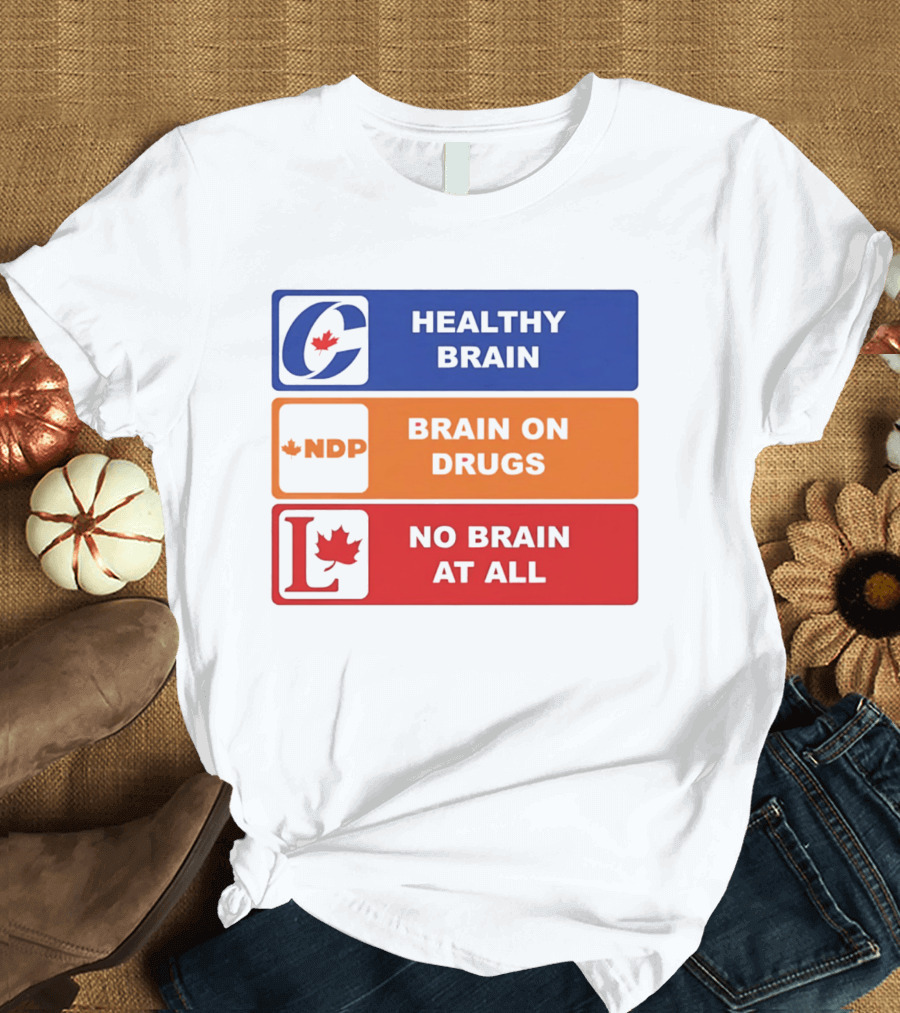 Healthy Brain Brain On Drugs No Brain At All Political Labels T-Shirt