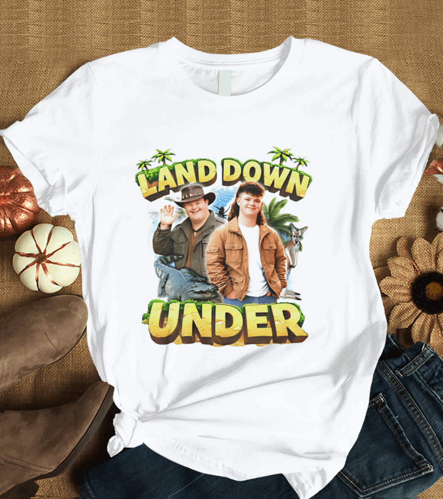 Land Down Under Crocodile And Kangaroo Theme Australia T-Shirt