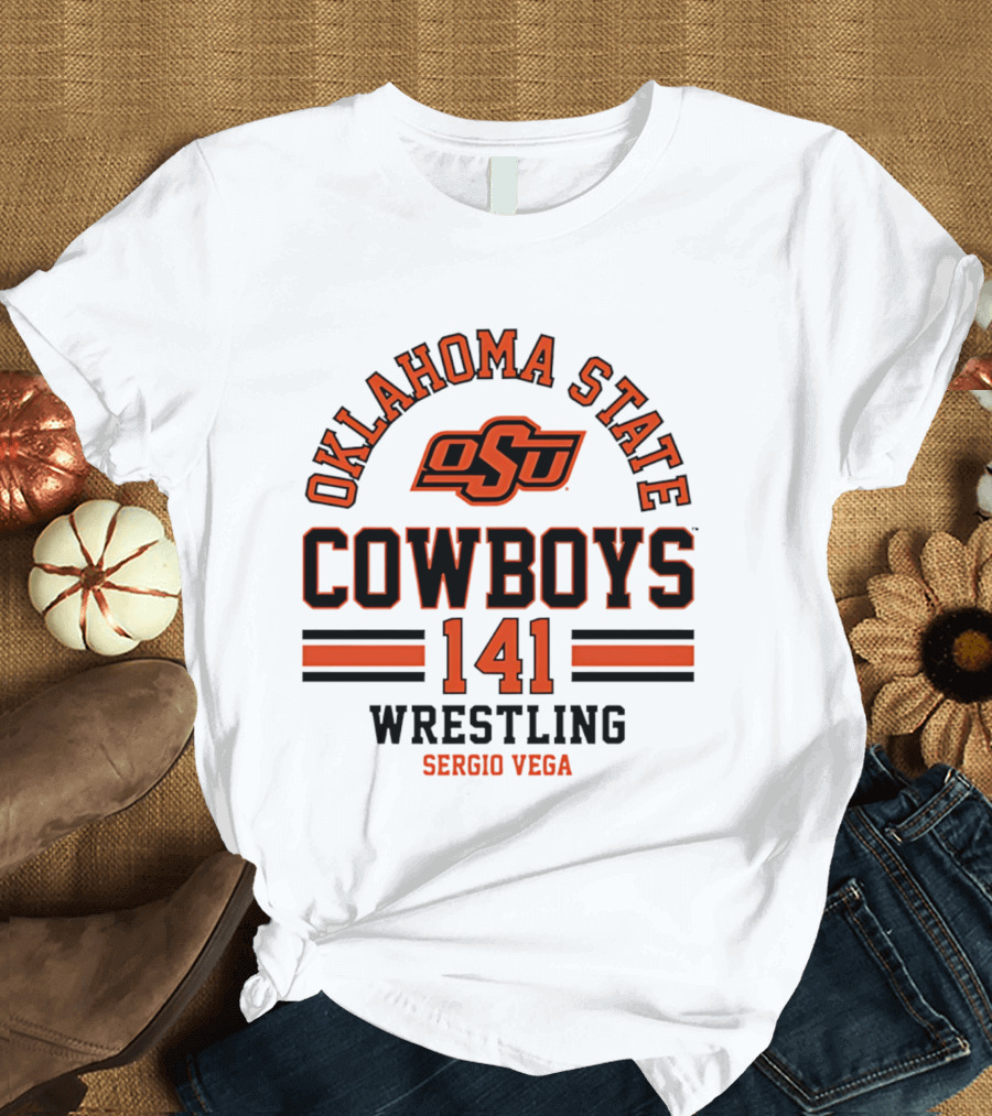 Oklahoma State Cowboys Wrestling 141 Sergio Vega NCAA T-Shirt
