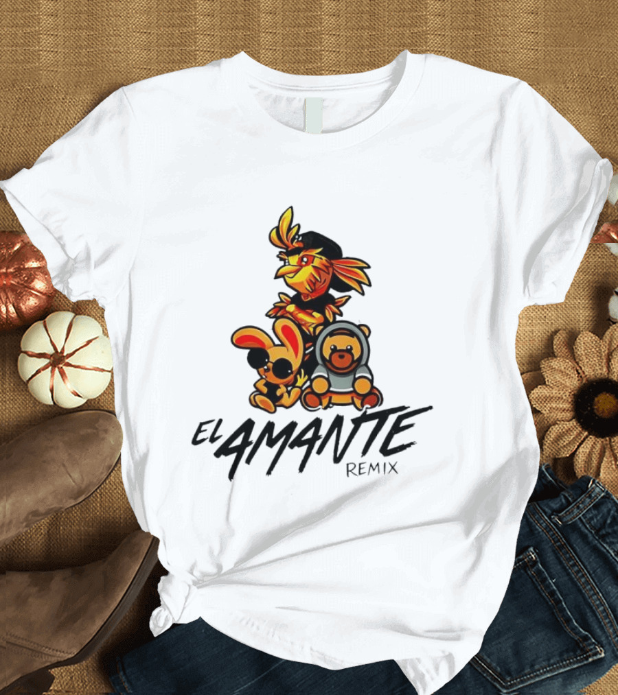 El Amante Remix Cartoon Characters T-Shirt