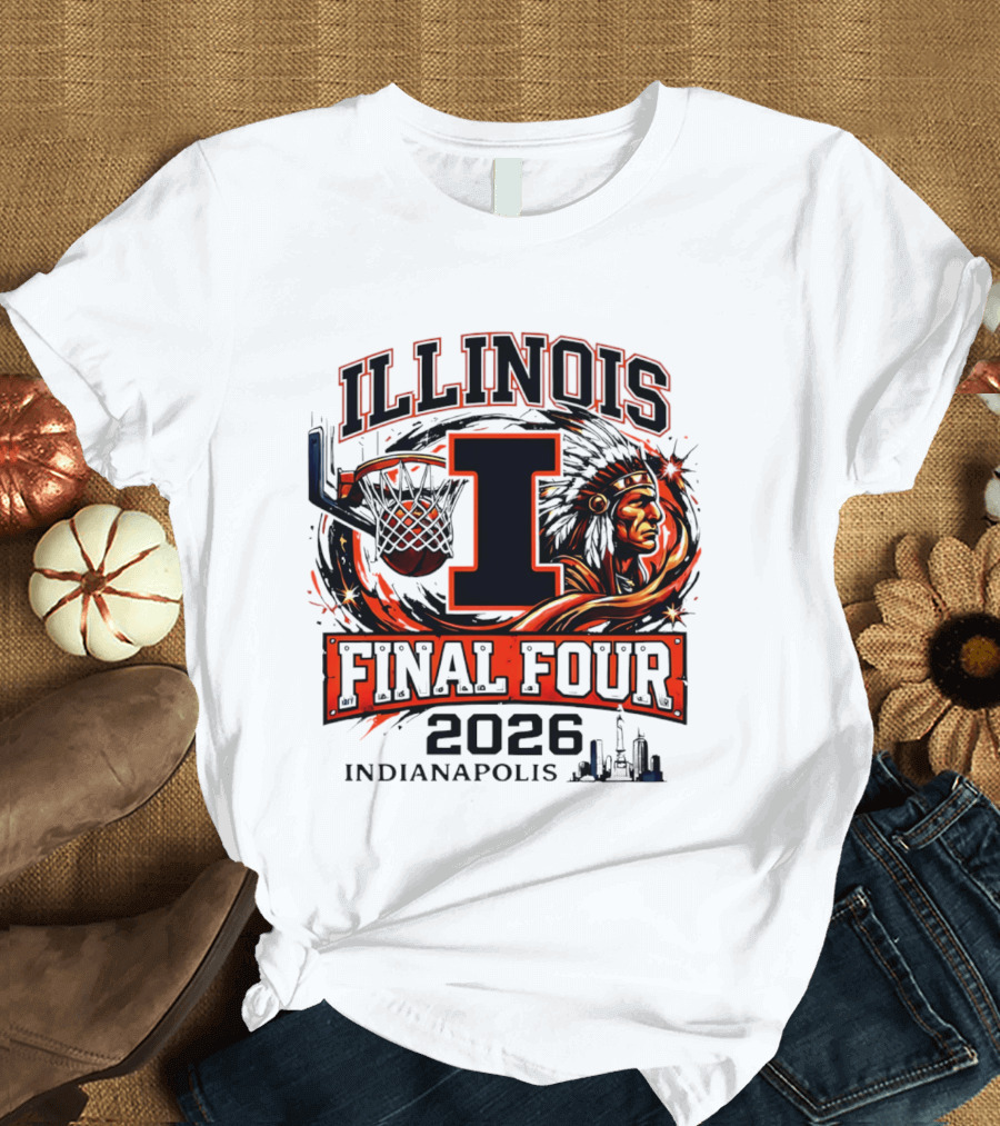Illinois Basketball Final Four 2026 Indianapolis I Logo And Native American T-Shirt