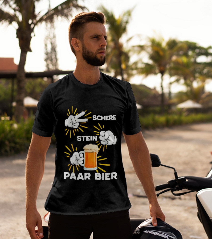 Bachelor Party Schere Stein Paar Bier Fun Celebration T-Shirt