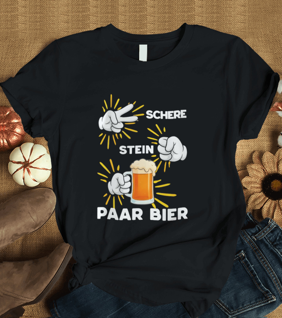 Bachelor Party Schere Stein Paar Bier Fun Celebration T-Shirt