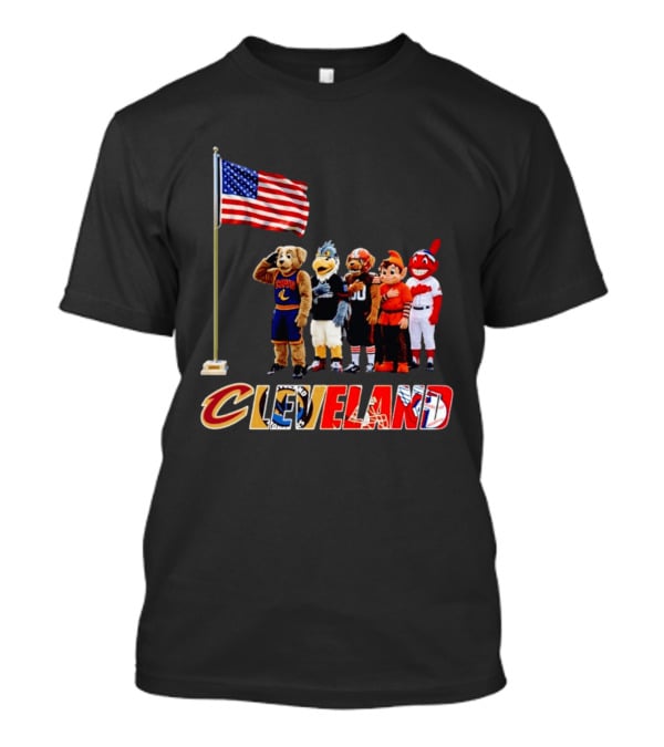 Cleveland Sports Mascots Salute The American Flag 2026 T-Shirt