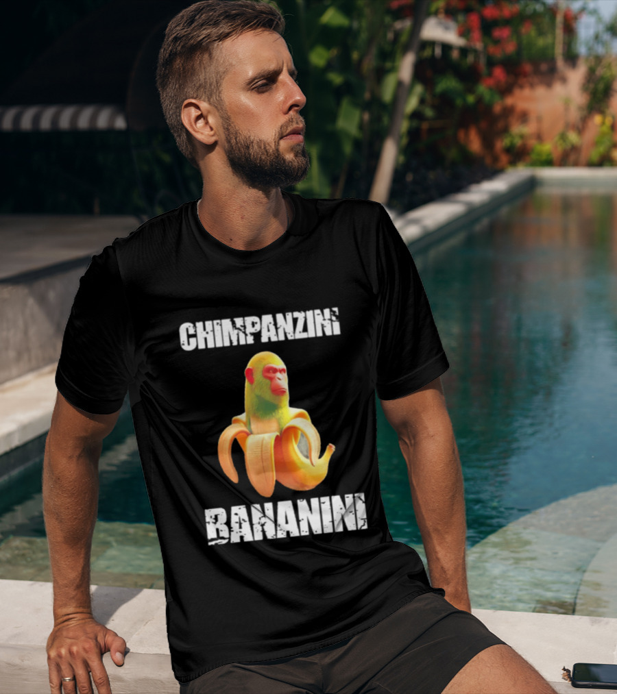 Chimpanzins Bananine Monkey Peeling A Banana T-Shirt