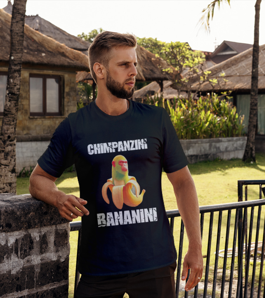 Chimpanzins Bananine Monkey Peeling A Banana T-Shirt