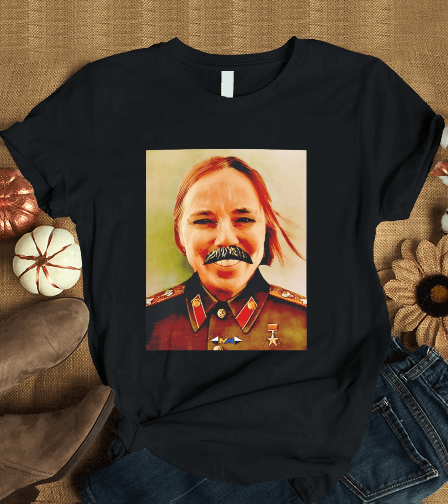 Comrade Bellows Military Portrait Caricature With Mustache T-Shirt