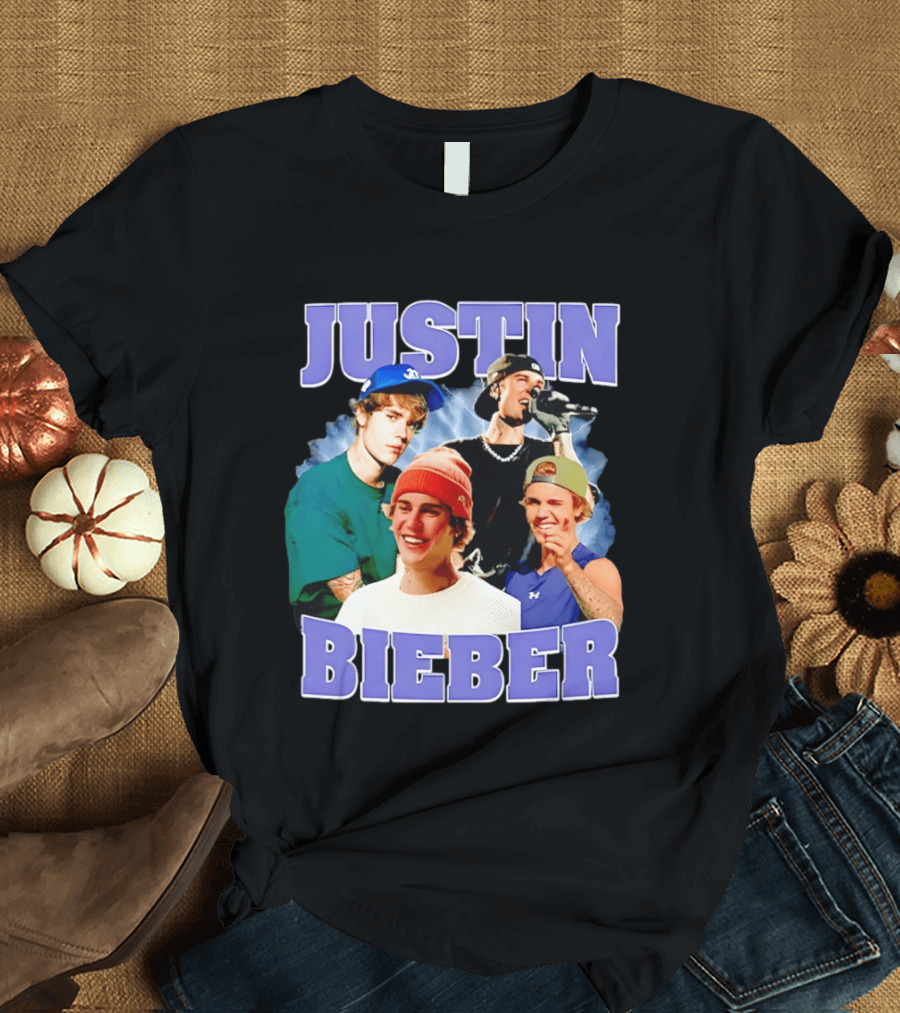 Justin Bieber Singing And Smiling With Various Iconic Looks T-Shirt
