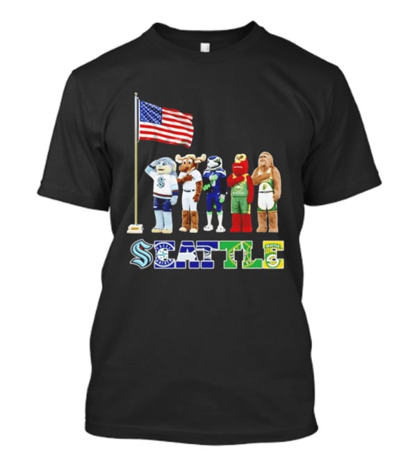 Seattle Kraken Mariners Seahawk Sounders SuperS Salute Flag T-Shirt