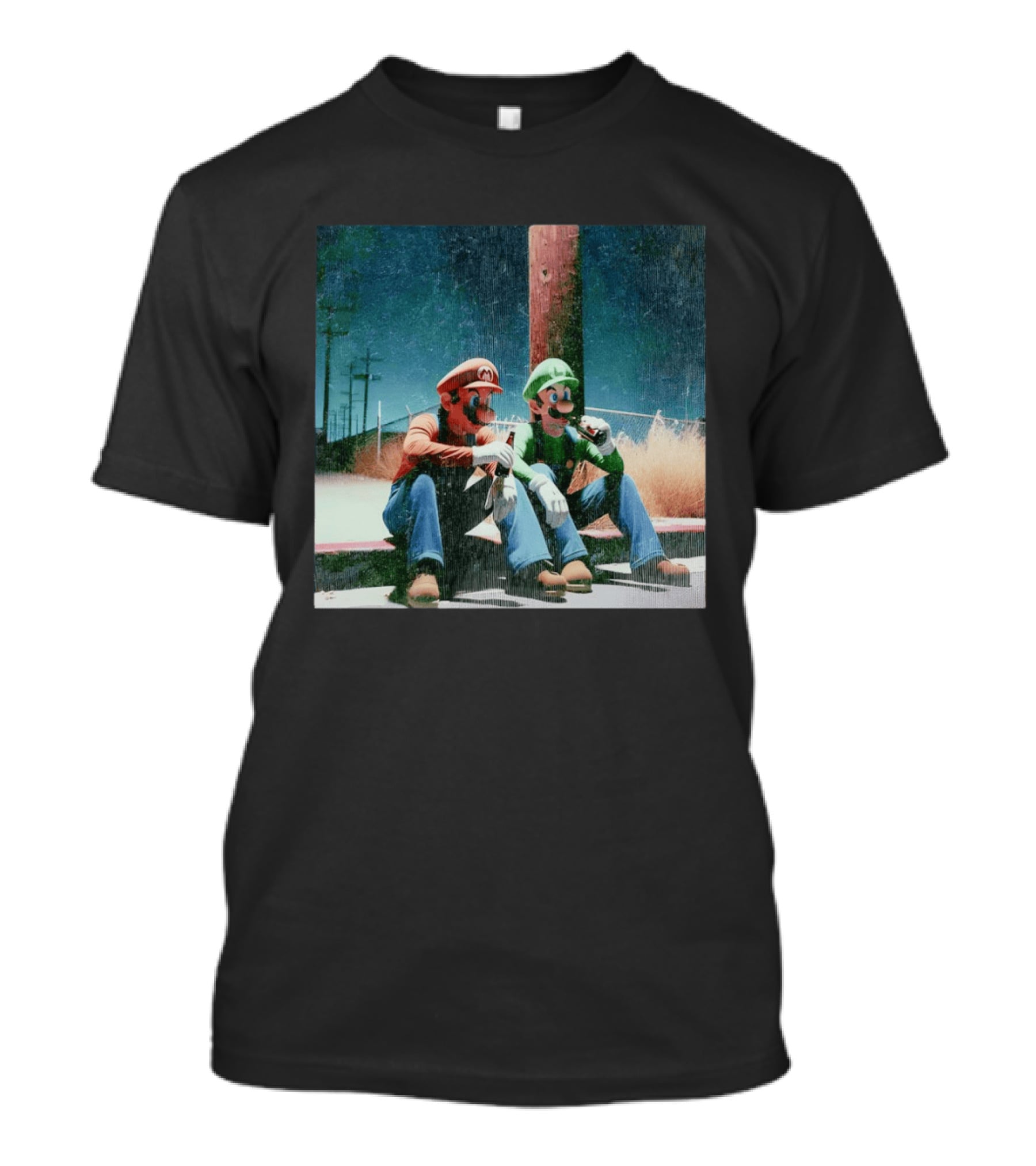 Super Mario Bros Mario And Luigi Relaxing And Drinking Scene T-Shirt