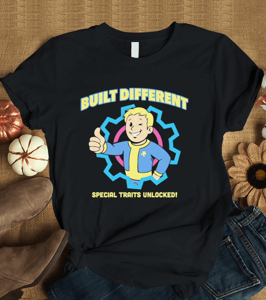 Fallout Built Different Vault Boy Special Traits Unlocked T-Shirt