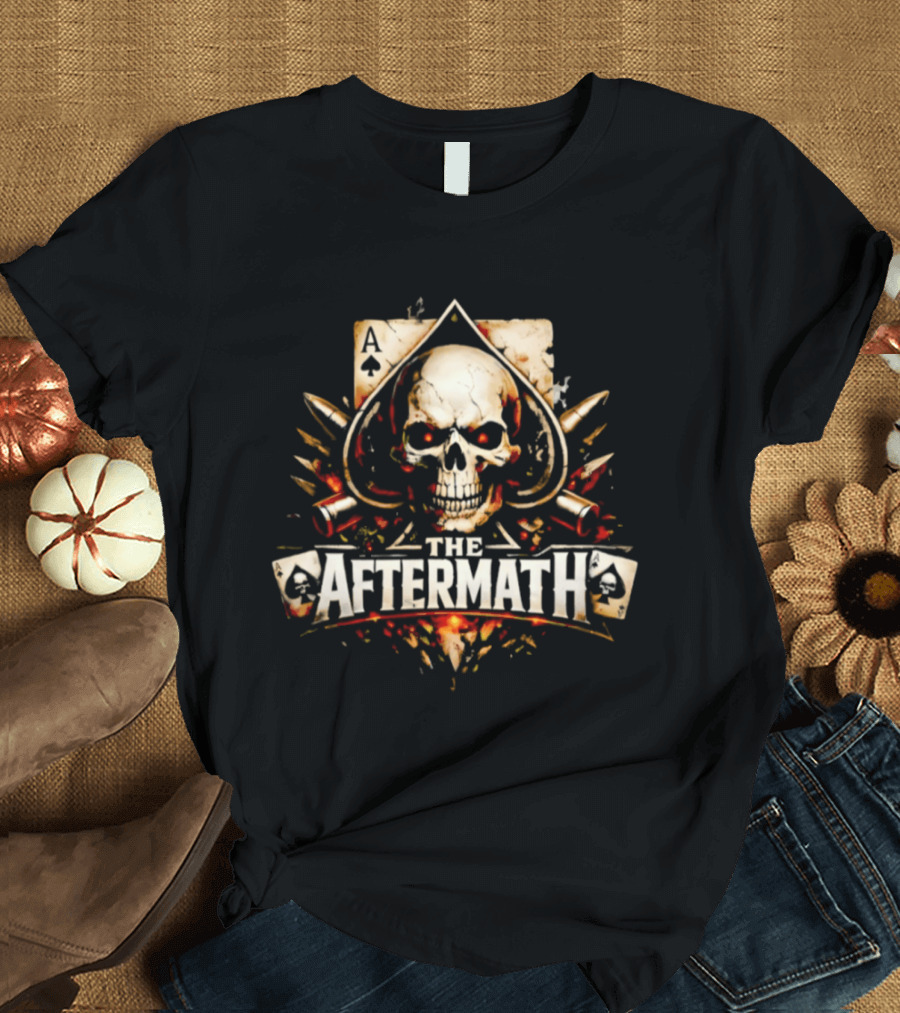 The Aftermath Skull Ace Of Spades Playing Card Bullet Explosion T-Shirt