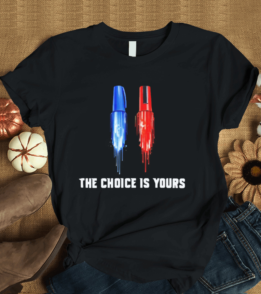 The Choice Is Yours Red And Blue Marker Art Duel T-Shirt