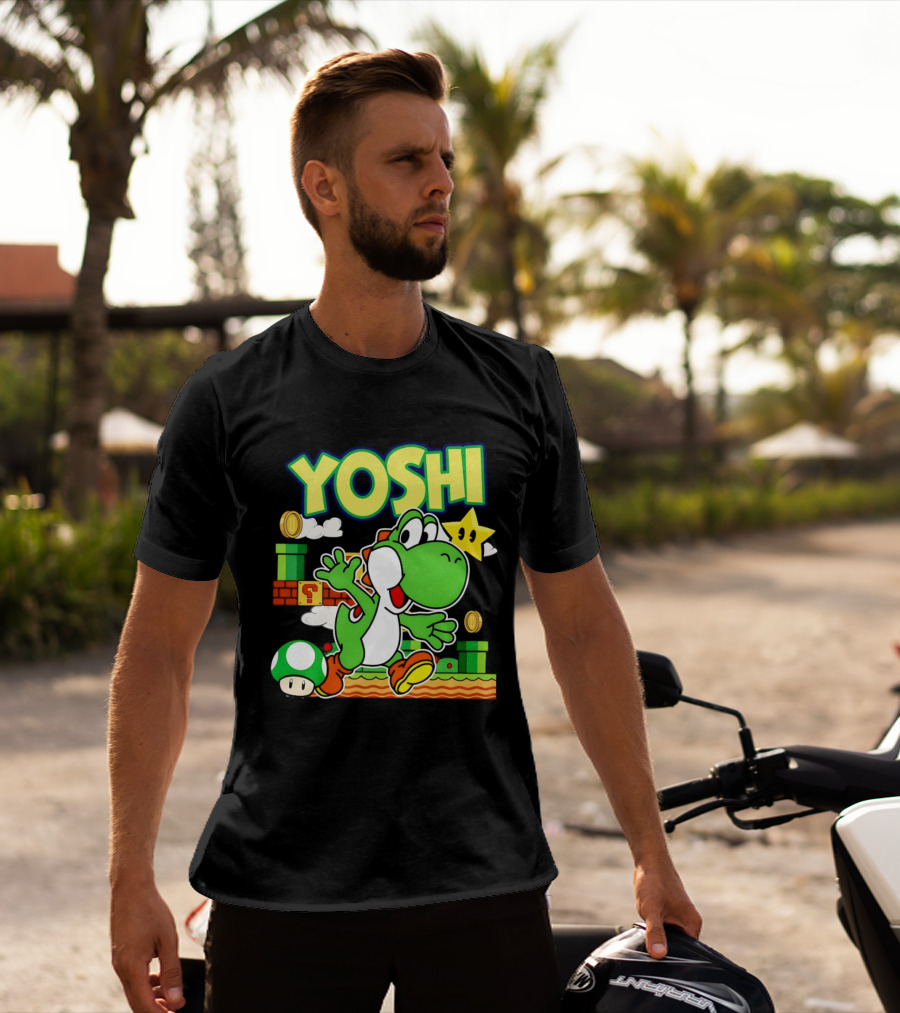 Yoshi Super Mario Bros Game Iconic Green Dinosaur Adventure T-Shirt