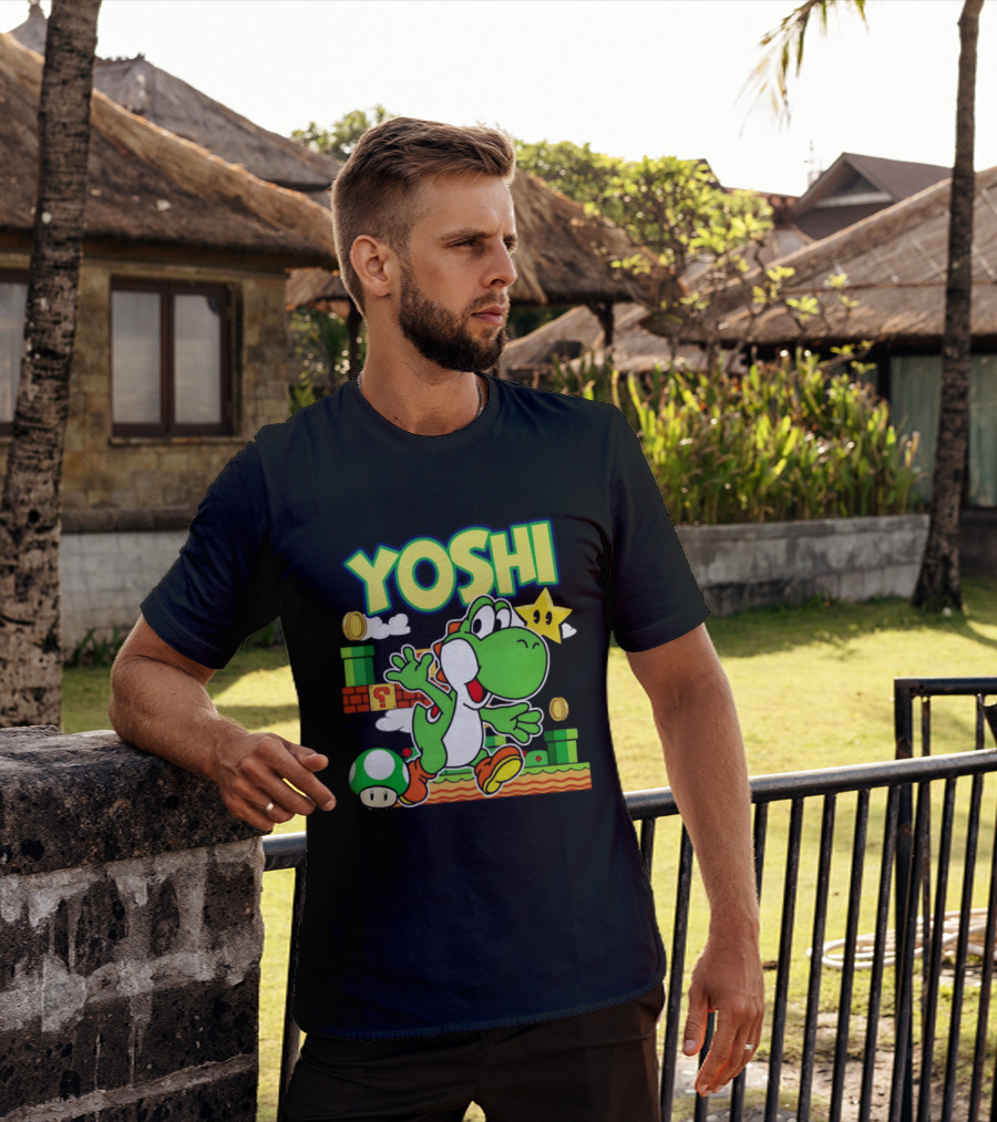 Yoshi Super Mario Bros Game Iconic Green Dinosaur Adventure T-Shirt