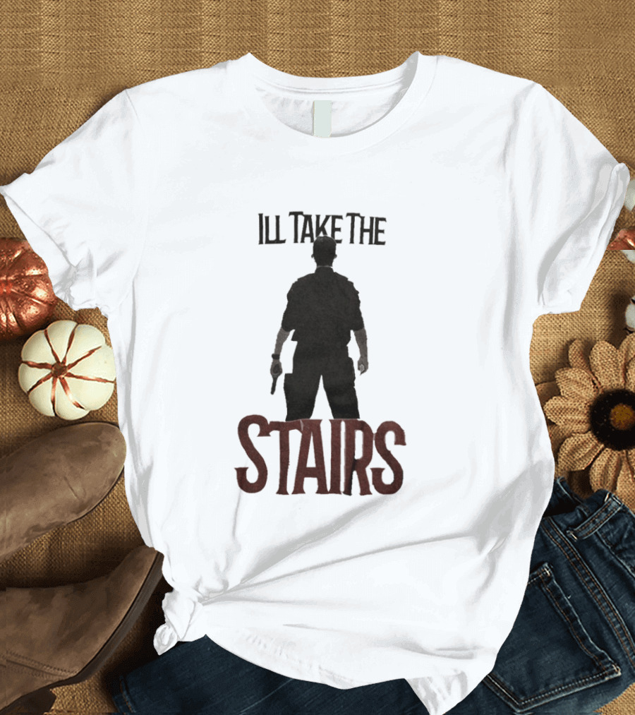 I'll Take The Stairs Shadowy Figure With Gun T-Shirt