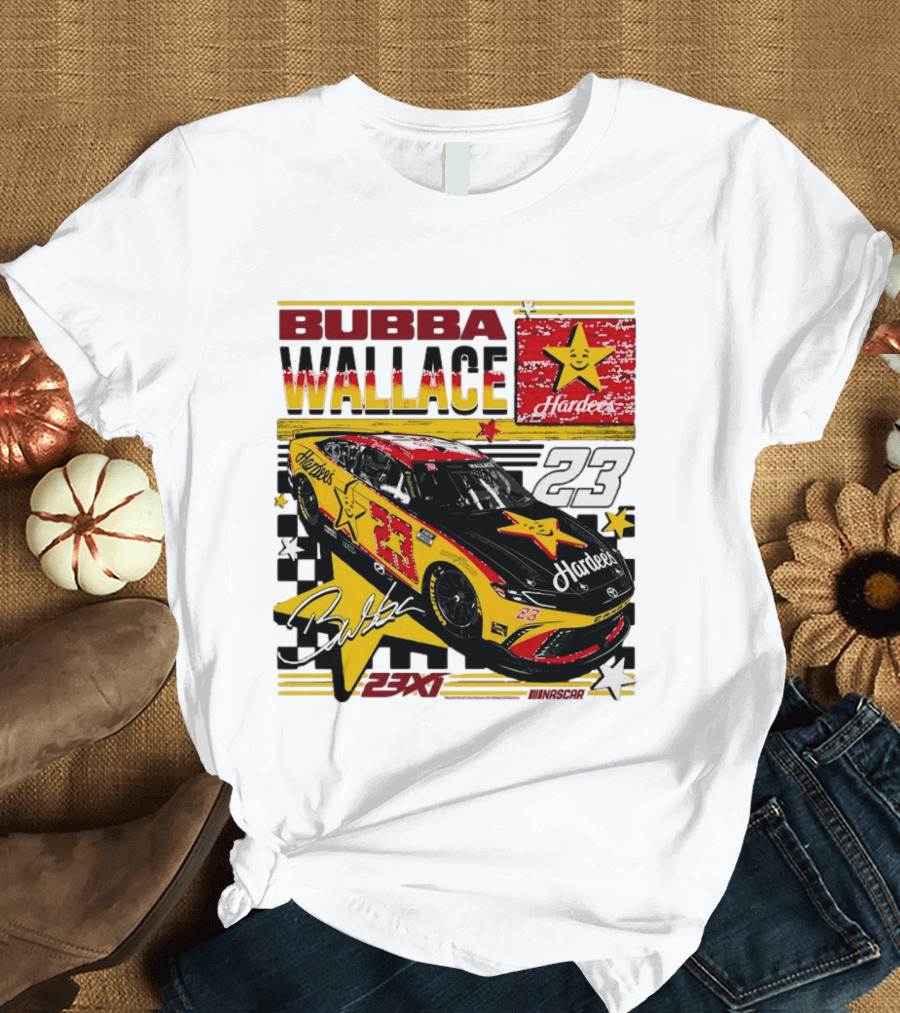 Bubba Wallace 23XI Racing Hardee's Car Number 23 Racing Team T-Shirt