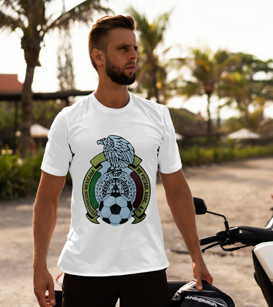 Federacion Mexicana De Futbol Asociacion AC Soccer Ball Emblem With Eagle And Aztec T-Shirt