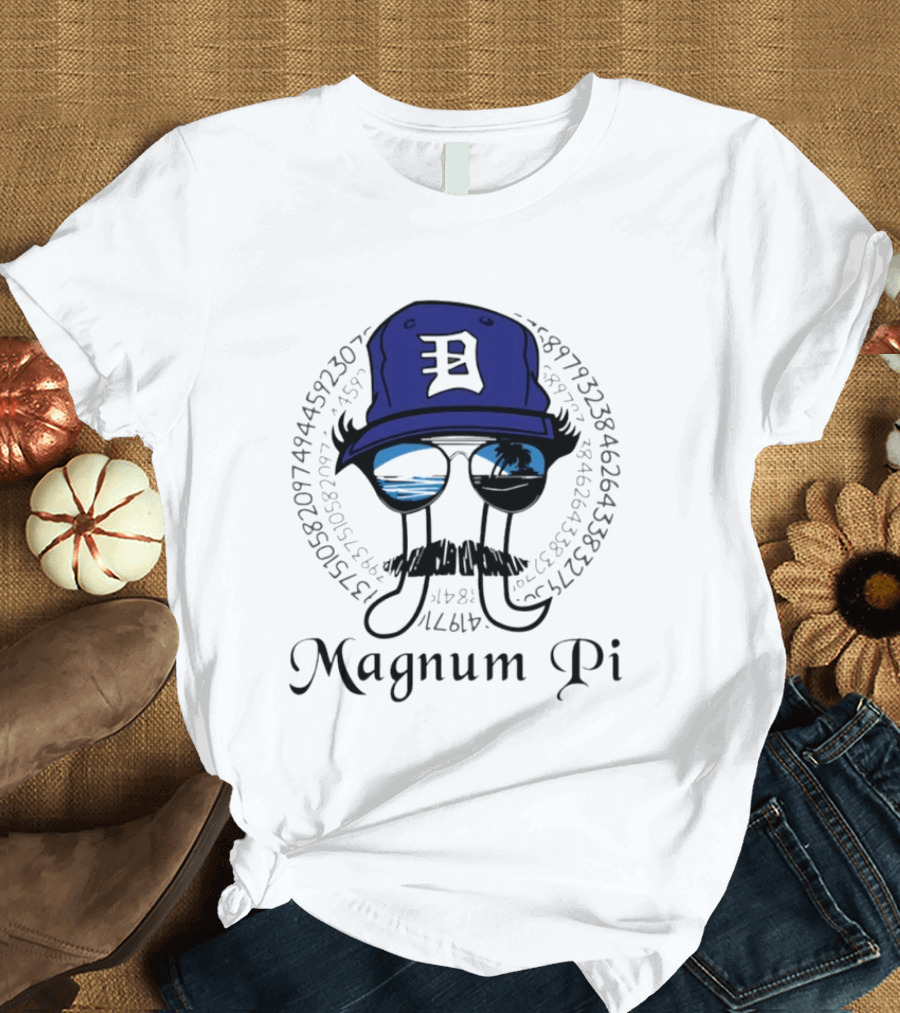 Magnum Pi Detroit Hat And Sunglasses With Pi Number Sequence T-Shirt