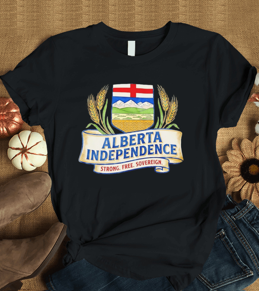 Alberta Independence Emblem Strong Free Sovereign Crest T-Shirt