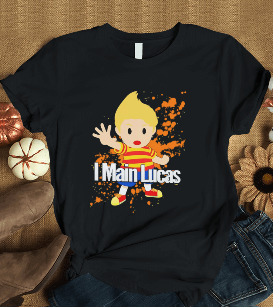 I Main Lucas Cartoon Character Orange Paint Splash T-Shirt