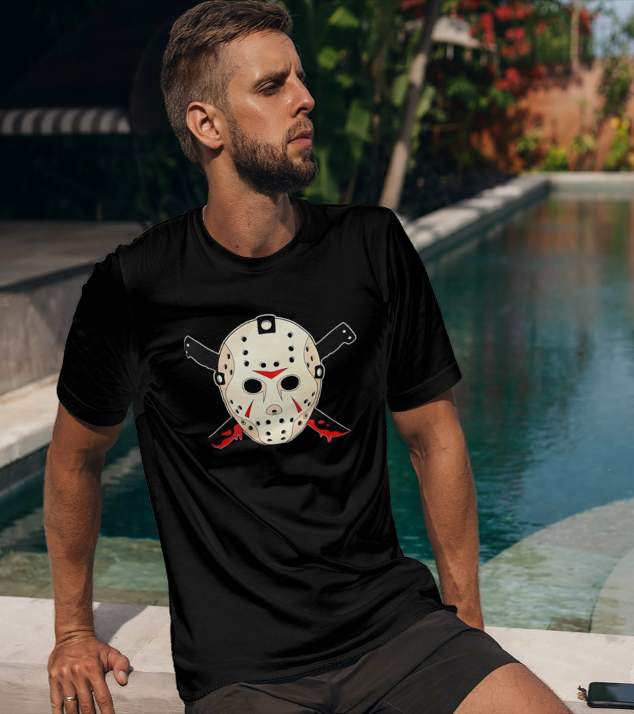 Jason Voorhees Mask Machete Horror Friday The 13th T-Shirt