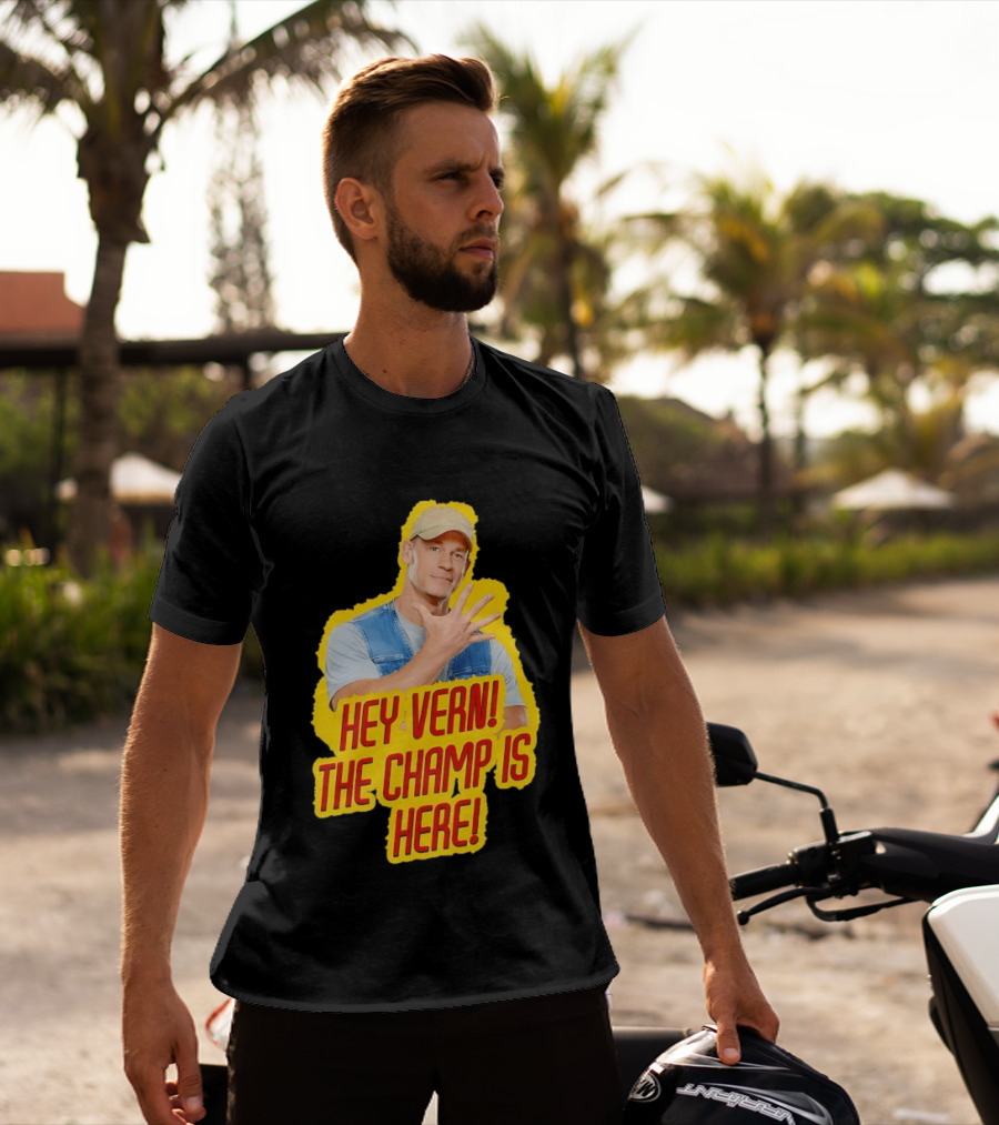 John Cena Hey Vern The Champ Is Here Hand Gesture Yellow Highlight T-Shirt