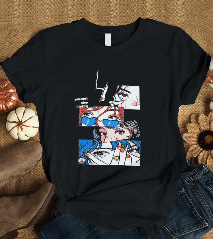 Rapidstreet Men Harajuku You Can't Stop Thinking Anime Vibrant Character Aesthetic T-Shirt
