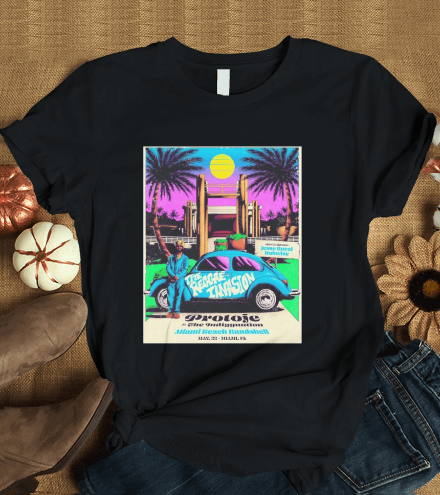 Protoje And The Indiggnation The Reggae Invasion Miami Beach Bandshell May 2 2026 Jesse Royal Dubwise T-Shirt