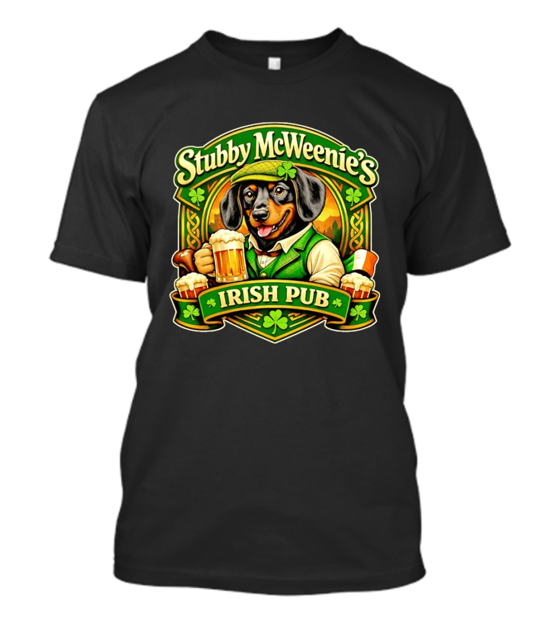 Stubby McWeenie's Irish Pub Dachshund Beer St Patrick's Day T-Shirt