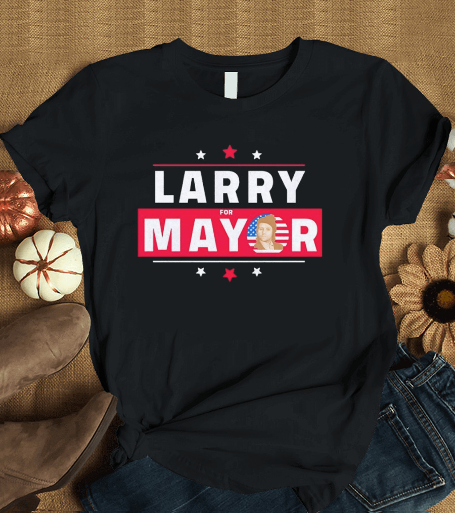 Larry For Mayor American Flag Style Candidate Image T-Shirt